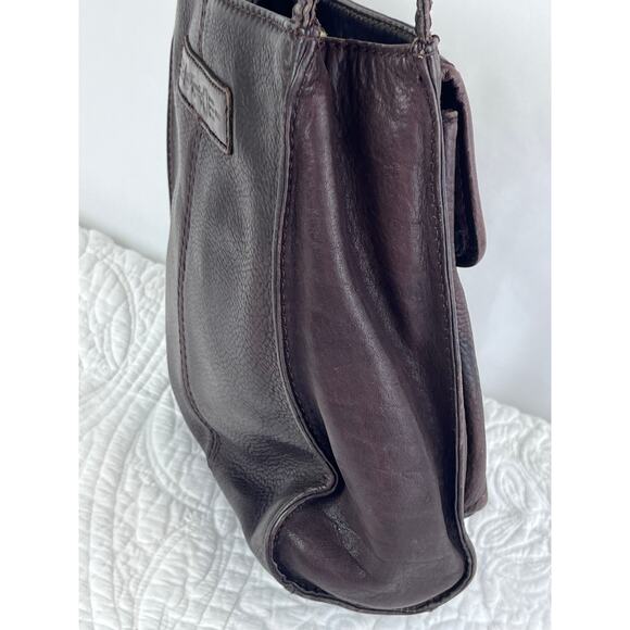 Fossil Brown Leather Tote Satchel Purse - Boho Vintage Y2K Style 75082 - Picture 10 of 12